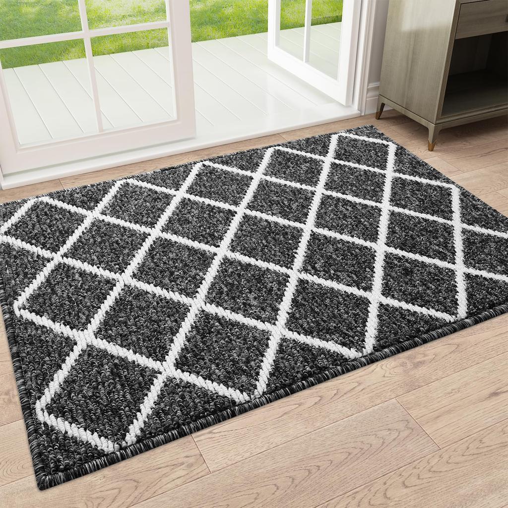 Olanly Entryway Washable Low-Profile Indoor Doormat Absorbent Resist Dirt Entrance Inside Floor Mats Backing Non Slip Door Mats