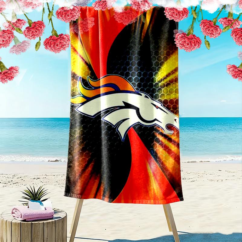 Denver Broncos Druck Strandtuch, Großes Weiches Schnelltrocknendes Handtuch für Strand Camping Schwimmen