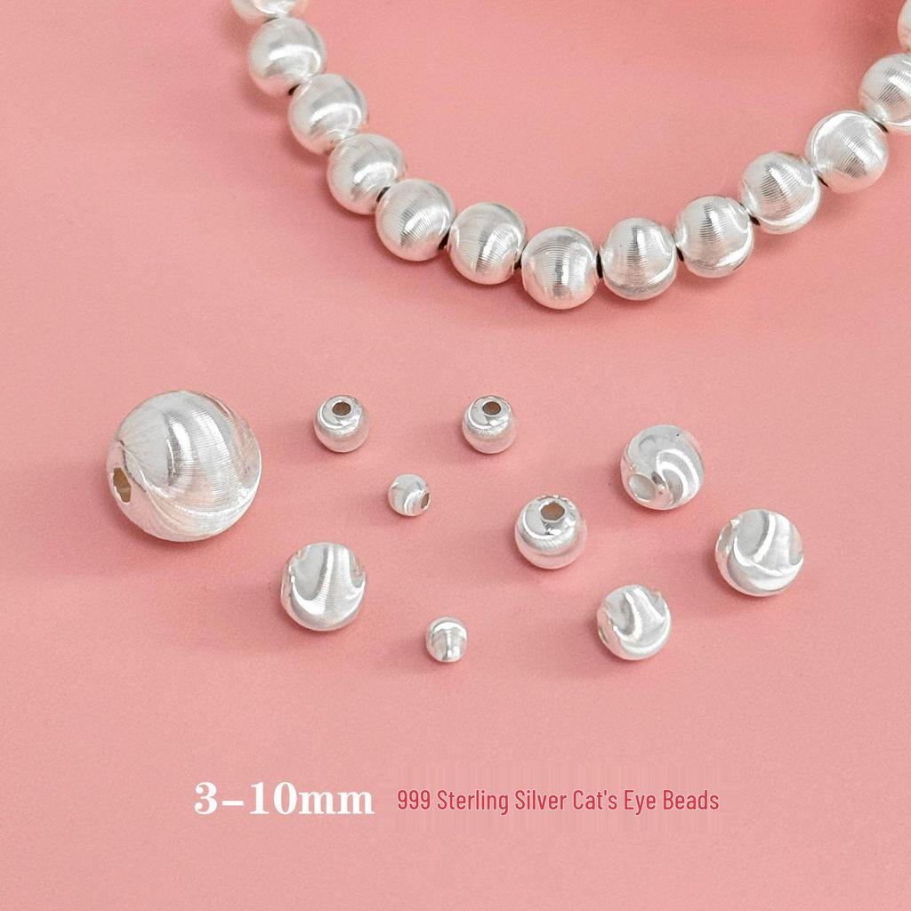 Sterling Silver Cat's Eye Sparkle Beads for DIY Bracelets, Necklaces, and Weaving Accessories