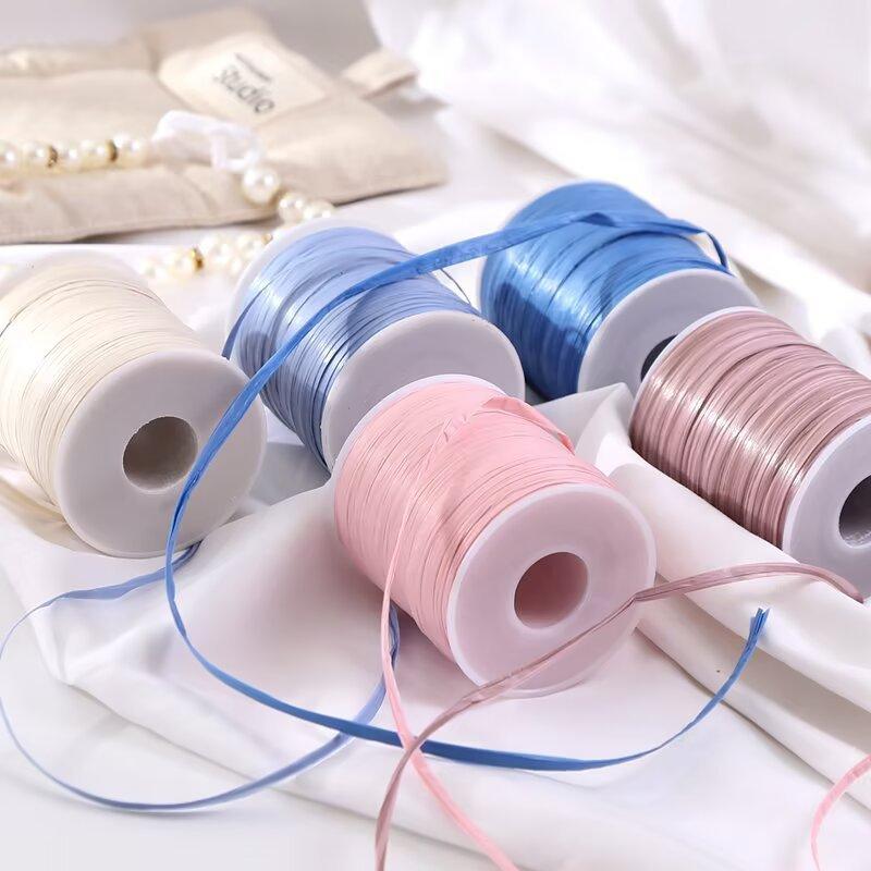 50G/120m,Raffia Thread Hook Hat Ribbon Thread Summer Chiffon Yarn Transparent Decoration Hand-woven Big Eaves Hat DIY Material