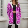 Women's Gradient Print Fashionable Loose Zipper Fleece Hoodie Jacket
