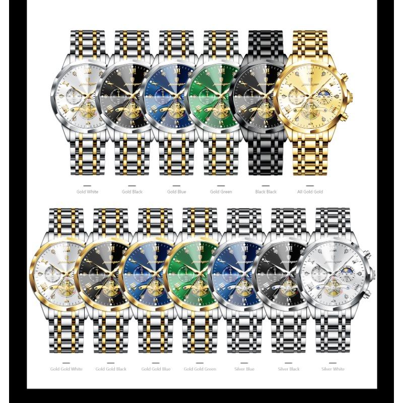 POEDAGAR Original Luxus Herrenuhr Wasserdicht Leuchtend Chronograph Armbanduhr Edelstahl Quarzuhren für Mann Reloj