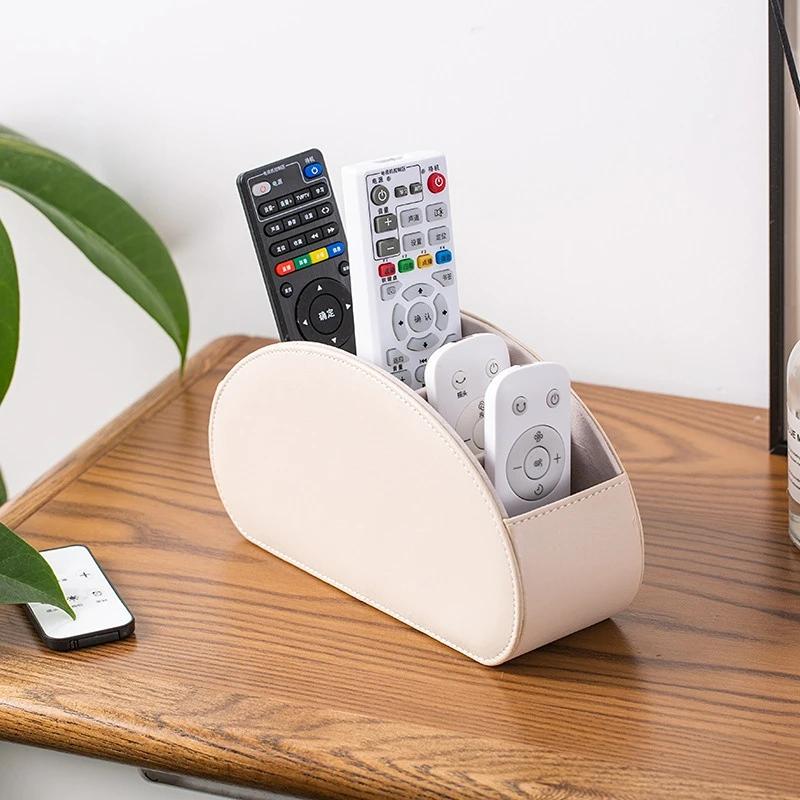 5 Grid Desktop Pu Leather Organizer Remote Control Phone And Tv Holder Desk Storage Box Cosmetics Brush Storage Holder Organizer