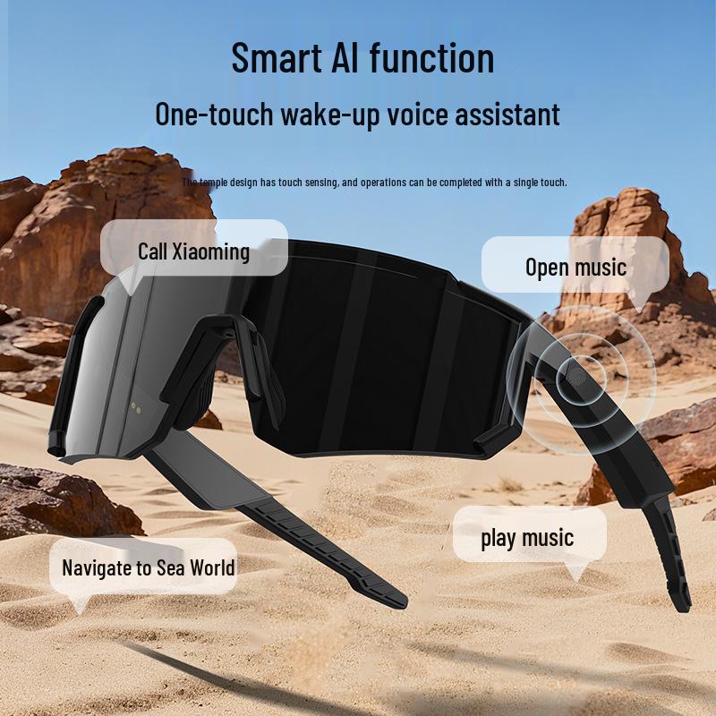 Smart Bluetooth Audio Cycling Goggles: AI Color-Changing, Windproof Glasses with Built-in Earphones