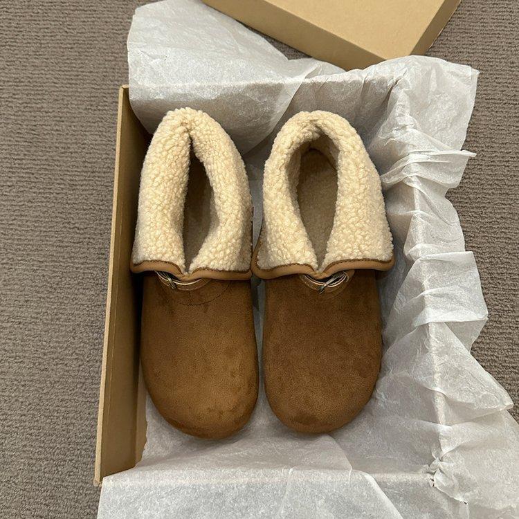 Snow Boots Women's Winter New Two Wear Thick-soled Heightening Versatile Fluffy Shoes Piled and Thickened Warm Boken Shoes Cotton Shoes