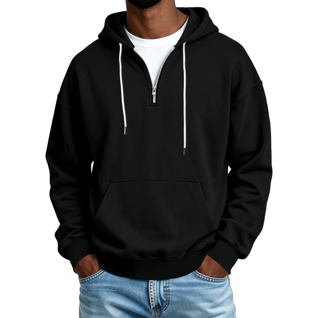 Men's Casual Half Zip Hoodie Sweatshirt for Winter Color Everyday Wear
