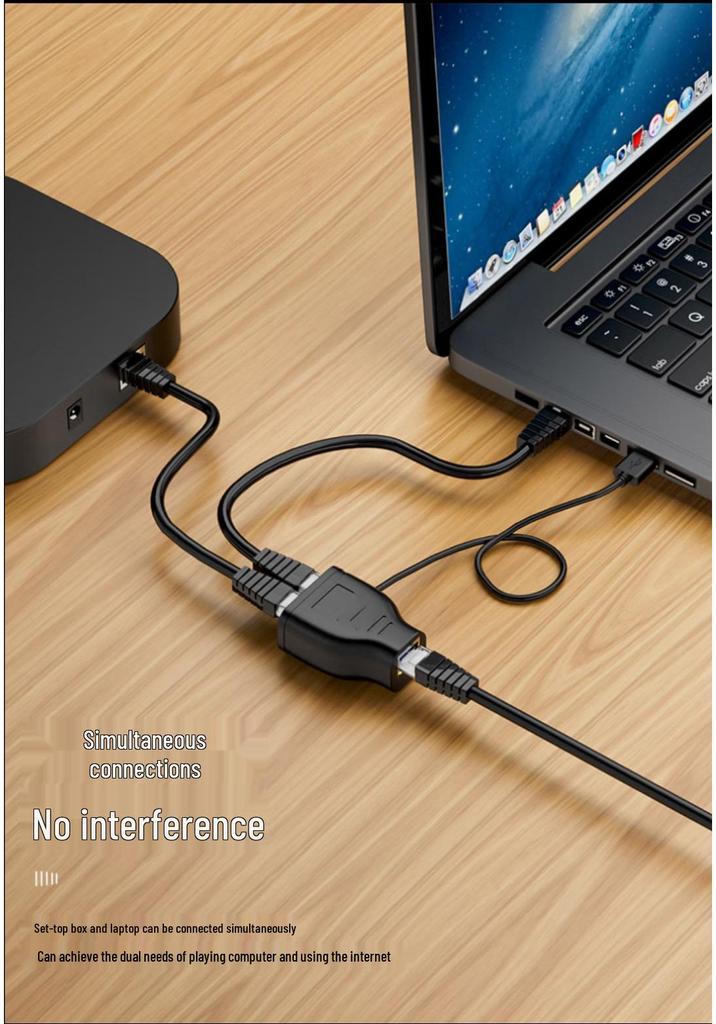 Dual Port Network Cable Splitter for Simultaneous Internet Access