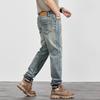 Big Cow Retro Nostalgic Jeans Men's Spring and Summer New Elastic Slim Fit Small Straight Trousers