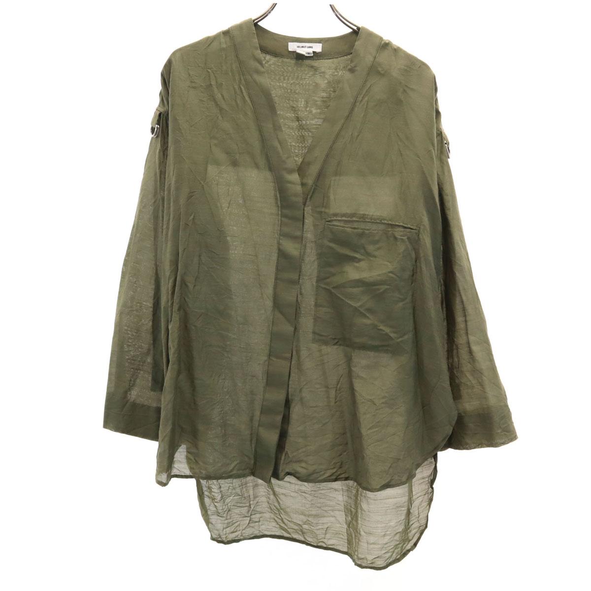 

HELMUT LANG Silk Blend Long sleeve V neck Cut S khaki roll up Women Used