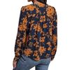 Women Shirt Stand Collar V-Neck Lantern Long Sleeve Printing Pullover Tops Loose Fit Thin Casual Shirt Daily Wear