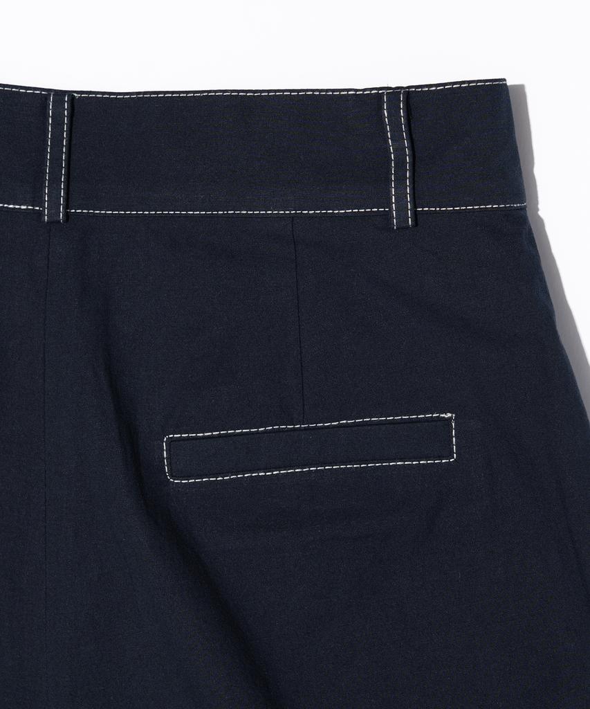 DEPASION High-Waisted Fluttered Wide Pants (Navy)