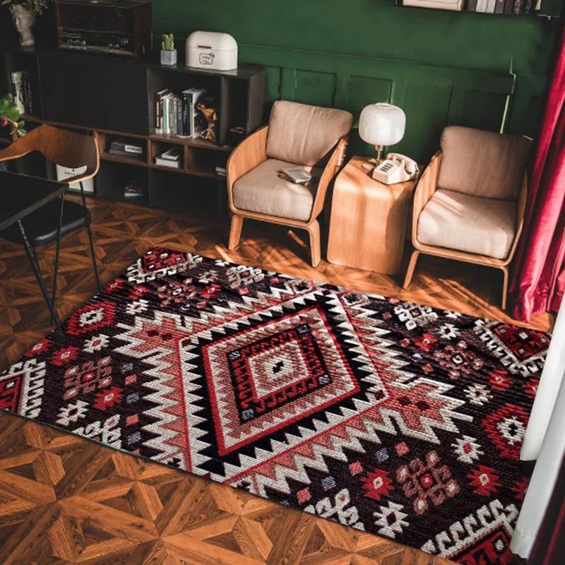 Bohemian-Stil Rutschfester Teppich Ländlicher Persischer Stil Rutschfeste Fußmatte Geeignet für Wohnzimmer-Sofas und Schlafzimmer-Kaffeetische