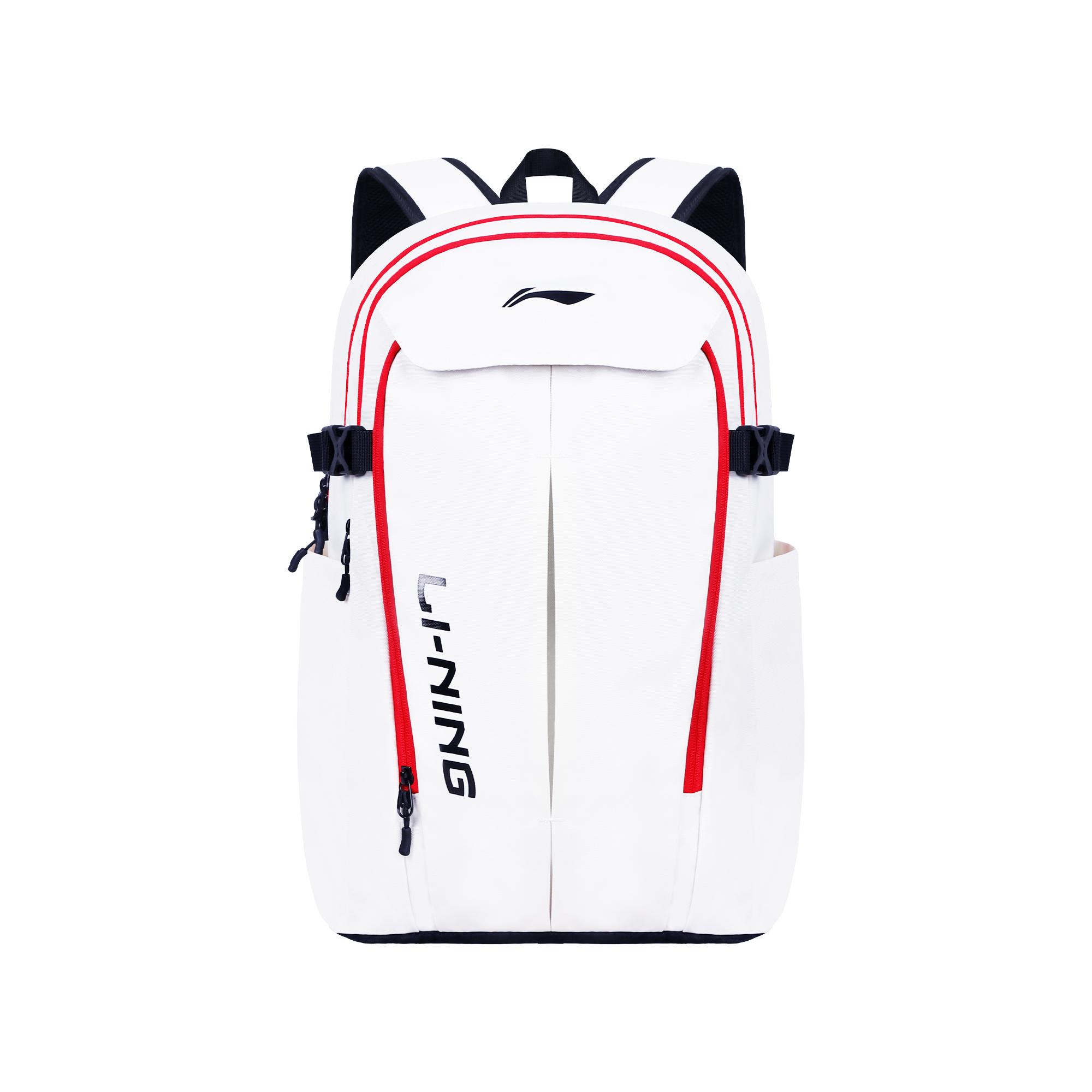 Li Ning Polyester Backpack Unisex White Red YBSV099-5