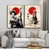Japanisches Samurai Leinwandgemälde Wandkunst Charakter Poster und Drucke Heimdekorationsbild für Wohnzimmer Schlafzimmer Ästhetisch