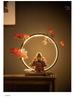 Chinese Zen LED Light Ring Ceramic Ornament for Living Room or Office Display