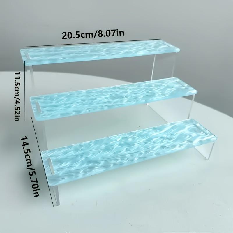 2 Pack Three-Level Acrylic Display Stand Water Ripple Design for Office Decoration Display Rack Purposes Crafts Toys Collectible