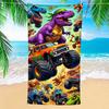 Dinosaur Monster Truck Beach Towel Colorful Dino Car Print Quick Dry Microfiber Bath Towel For Kids Boys Summer Swim Pool