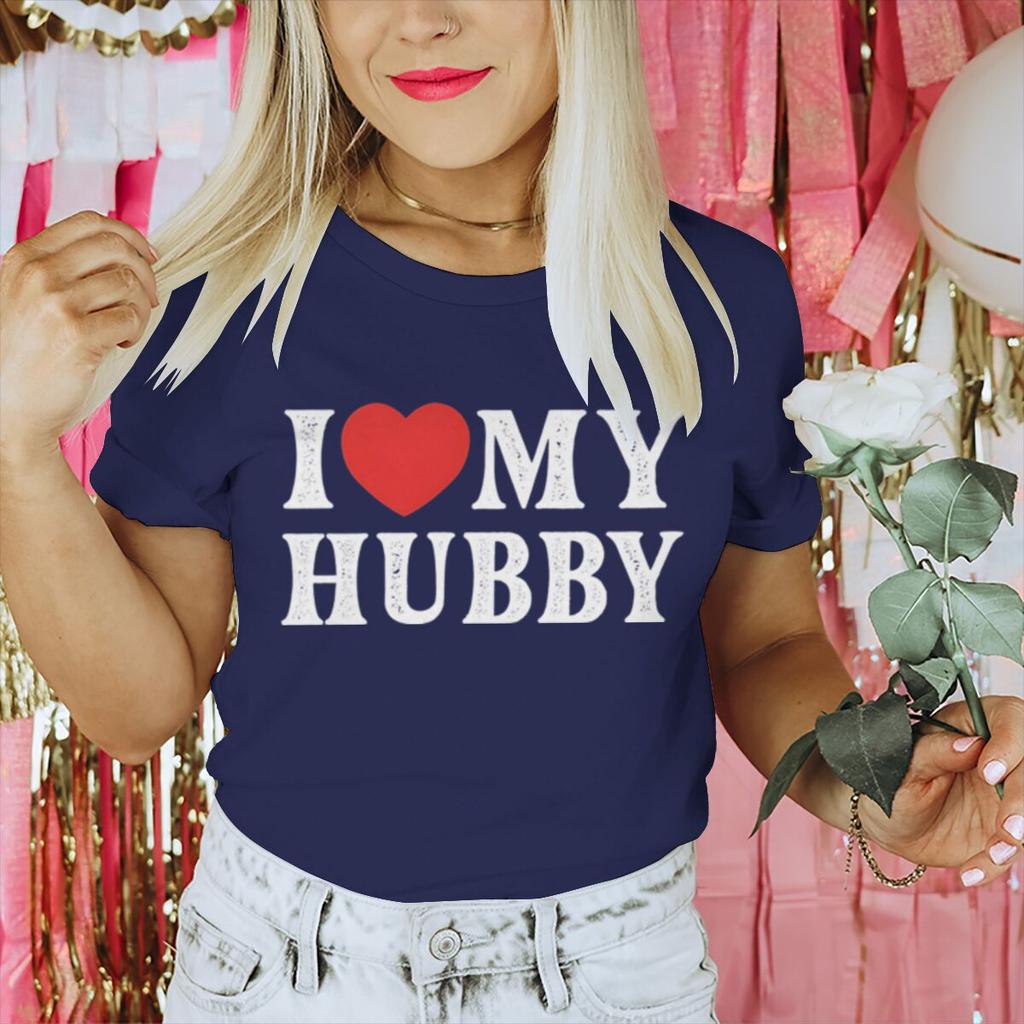 I Love My WifeI Love Hubby Print Couple T Shirt Men Women Valentines Day Gifts Tshirts Fun Short Sleeve LoversMatching Tshirt