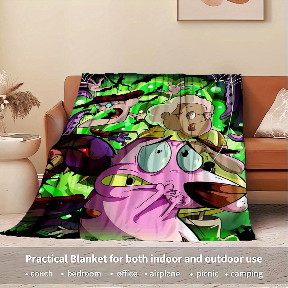 1 Stück Flanell-Kuscheldecke, Gruselig, Cartoon, Mutig, der feige Hund Muster Gedruckte Decke, Warm Gemütlich Weiche Decke für Couch Bett Sofa Auto Aus