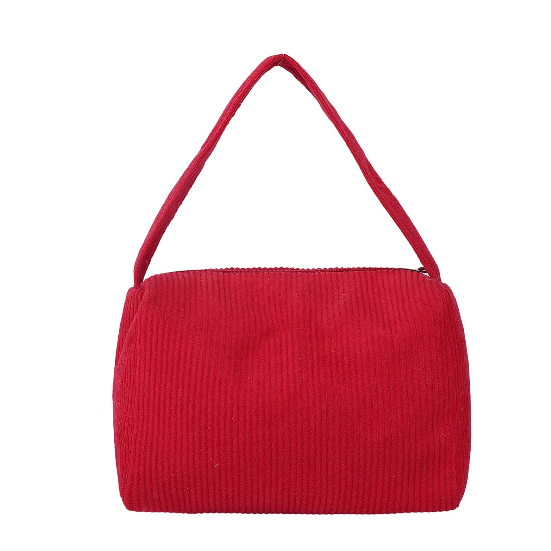 

Fashion corduroy large-capacity portable bucket bag, new popular shoulder bag in spring, messenger bag, women s bag tide No pendant красный