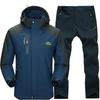 Outdoor Hiking Jacket and Pants Sets Men Autumn   Waterproof Windproof Hooded Jackets Trip Mountain Camping Clothes
