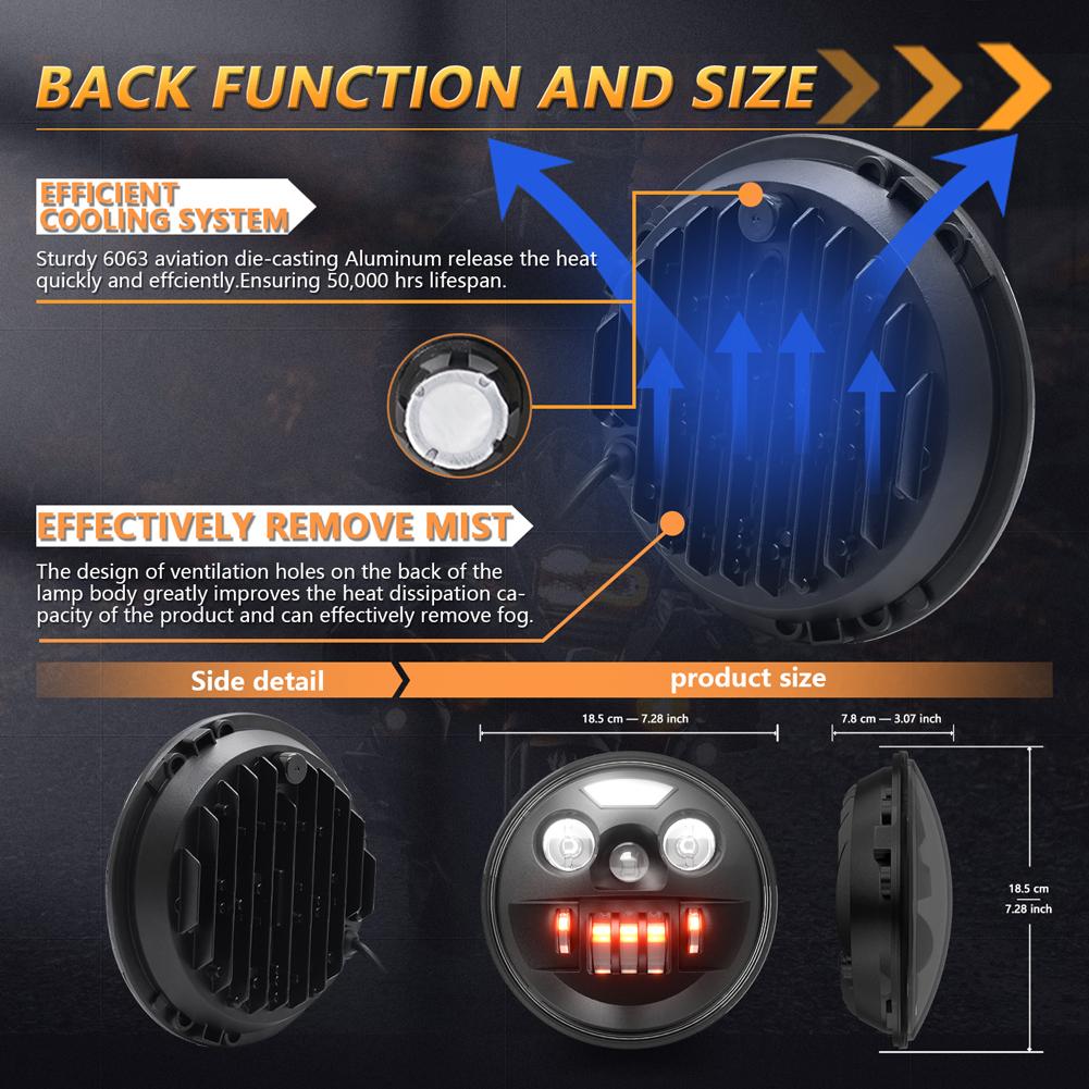 7 Inch LED Car Headlight 6000K H4 Daytime Running Light 30000LM Car Work Lamp IP67 Waterproof 200W for GMC Savana 1500 2500 3500