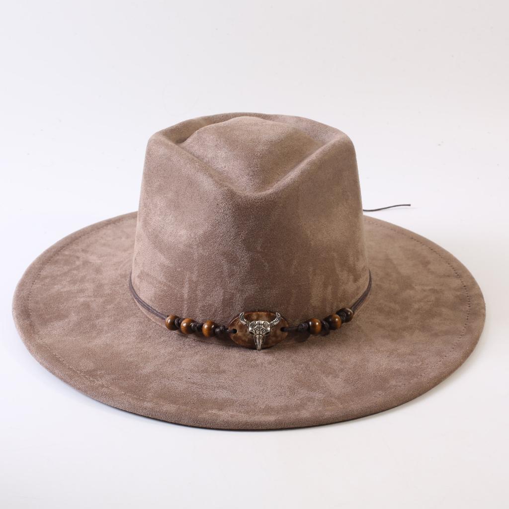 Popular European and American Style Suede Big-brimmed Top Hat, Men's and Women's Classic Fashion Western Cowboy Hat