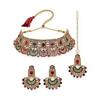 Graceful Curve Shaped  AD Stones Choker Necklace Set With Earring And Maangtika | Jewellery Set For Women