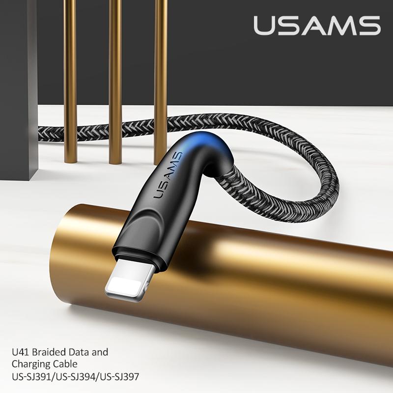 USAMS 2A 1m 2m 3m Micro USB Type C Lightning Phone Charge Data Braided Cable For iPhone 13 12 11 Huawei Samsung Xiaomi Redmi