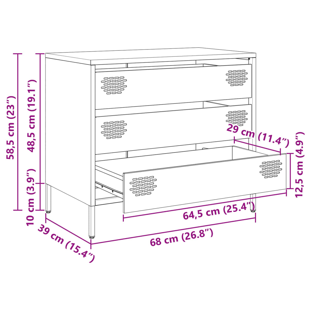 Sideboard Mustard Yellow 68 X 39 X 58.5 Cm Cold Rolled Steel