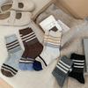 Wool Socks for Women In Autumn and Winter, Color-blocking Striped Mid-calf Pile Socks, Thickened and Warm Wool Socks