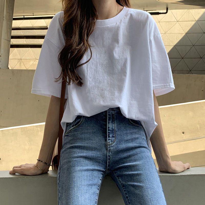 

Women s White Round Neck Loose Long-Sleeve Top for Spring/Autumn 2025 5XL