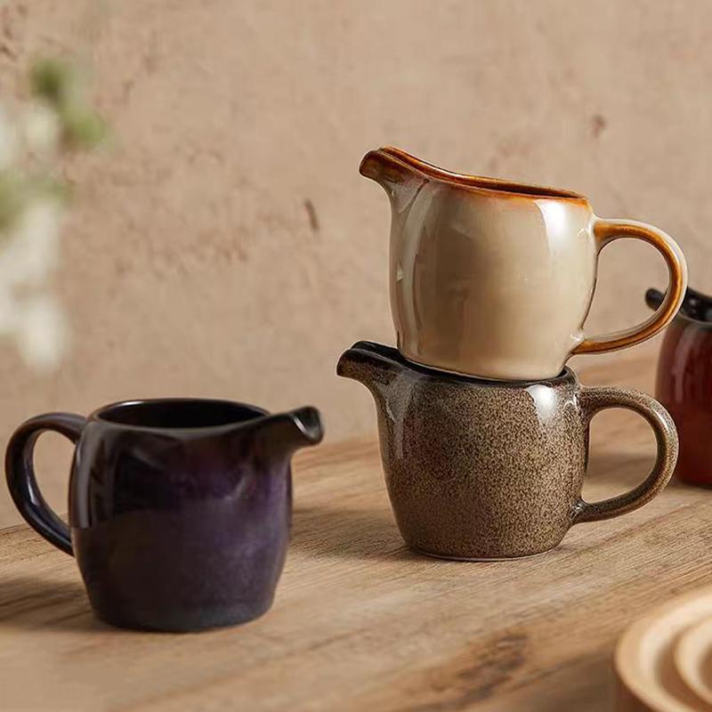 Ceramic Creamer Pitcher Milk Jug Mini Coffee Milk Pitcher Espresso Cup Sauce Jug Barista Accessories Small Cream Jar with Handle