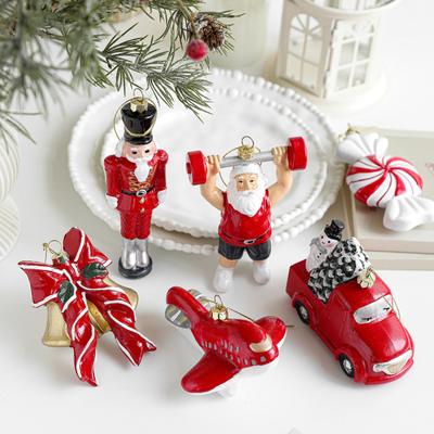 Cartoon Plastic Ornaments Santa Tree Designs Colorful Christmas Decorations with