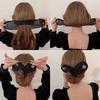 Elegant Black Fabric Hair Clip - 1pc, Sparkling Rhinestone Accents, Versatile Twist & Bun Maker for Women