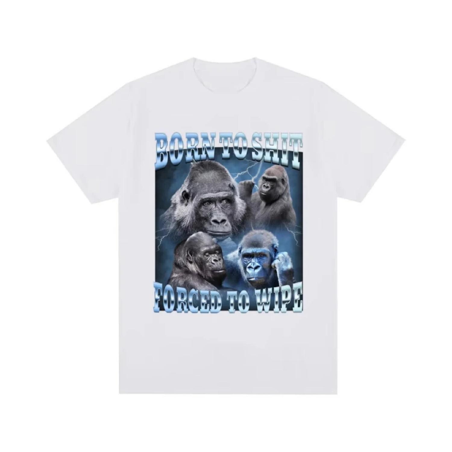 

Anime Born To Shit Forced To Wipe Funny Gorilla Graphic T Shirt Fashion Short Sleeve T-shirt Men Women Casual Oversized T-shirts XXXXXL чорний
