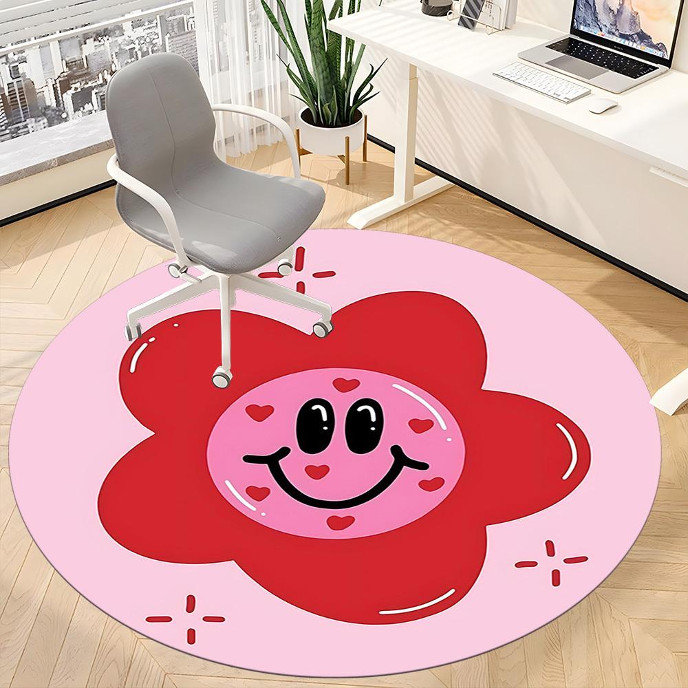 1pc Flower Heart Office Round Area Rug, Mat Suitable For Office, Under Office Chairs Bedroom Living Room Home Decor, Room Deco