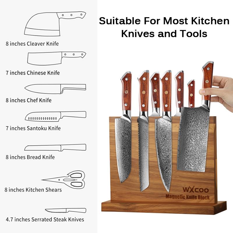 Double-sided Solid Wood Magnetic Knife Holder Kitchen Storage Knife Rack Multi-function Powerful Knife Rack