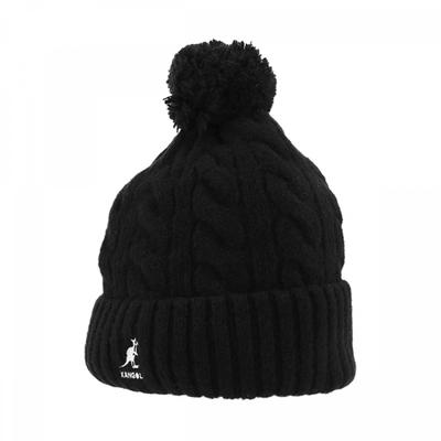 Kangol K4460sm Black Cable Knit Pom Pom Beanie