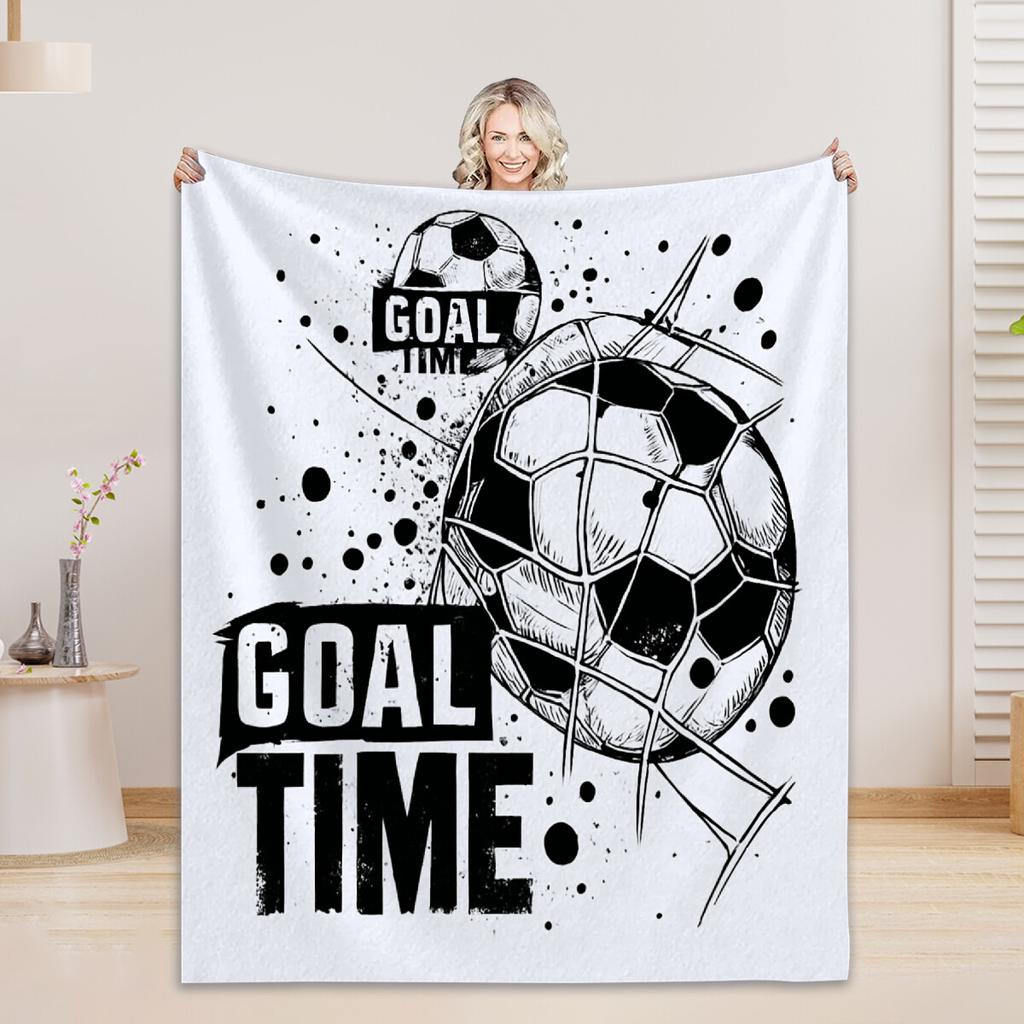 Football Flannel Blanket For Girls Boys Letter Monochrome Adult Name Blanket Birthday Gift