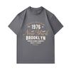 Men's 100% Cotton Crew Neck Short Sleeve T-Shirt, Vintage New York Brooklyn 1976 Print Casual Tee, Comfortable Breathable Daily Wear Top for Daily Out