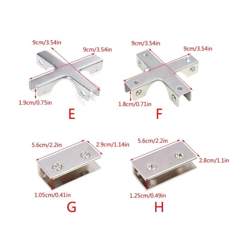 6pcs/set Secure Glass Shelf Support Clip L Shape Connectors Versatile Glass Joining Clamps for Display Case & Project