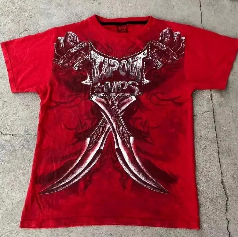 2026 2000s Spartan Red Tričko Pánské Dámské Street Americká Móda Retro Potisk Tričko Hip Hop Streetový Trend Pár Triček