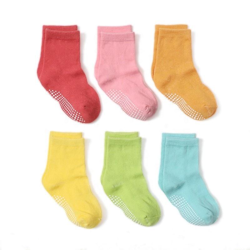Organic Cotton Crew Socks Sets 6-12 Months Anti-Slip Grip Casual for Girls/Boys/Infants/Toddlers in Spring