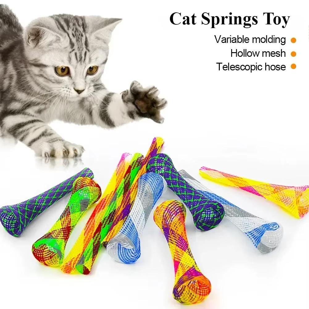 Folding Spring Shaped Toys Colored Elastic Spring Interactive Cat Tearing Stick Providing Fun And Excitement For Pet Toy Accesso