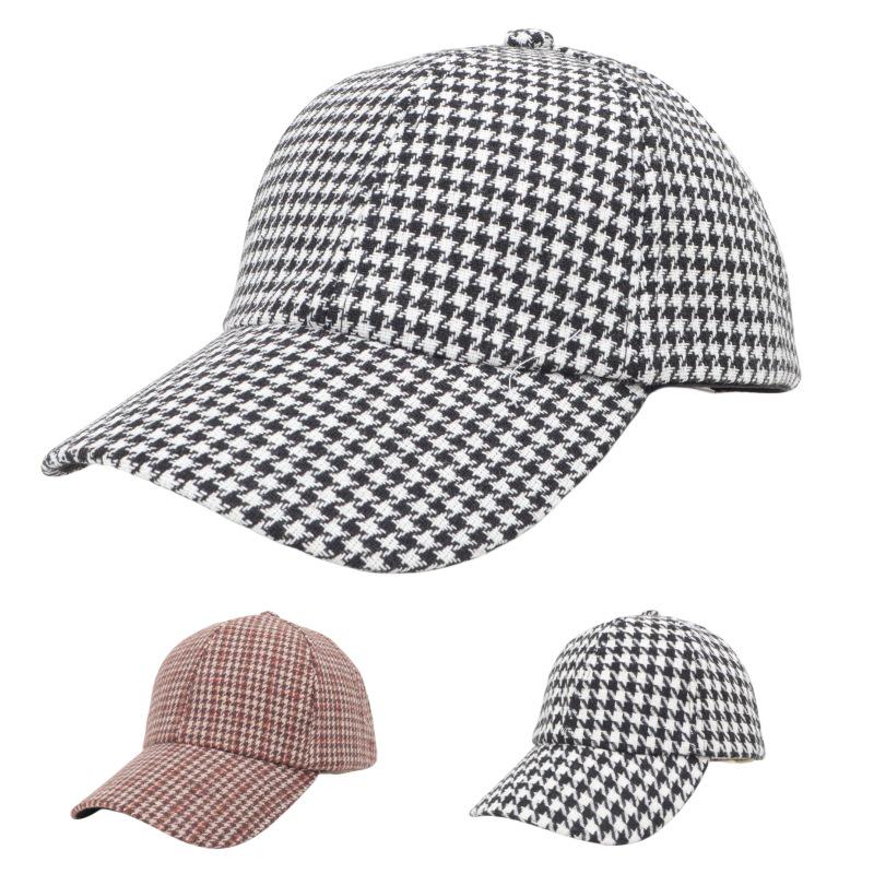 Korean Style Houndstooth Duckbill Cap - Trendy Spring/Summer Plaid Sun Hat for Women