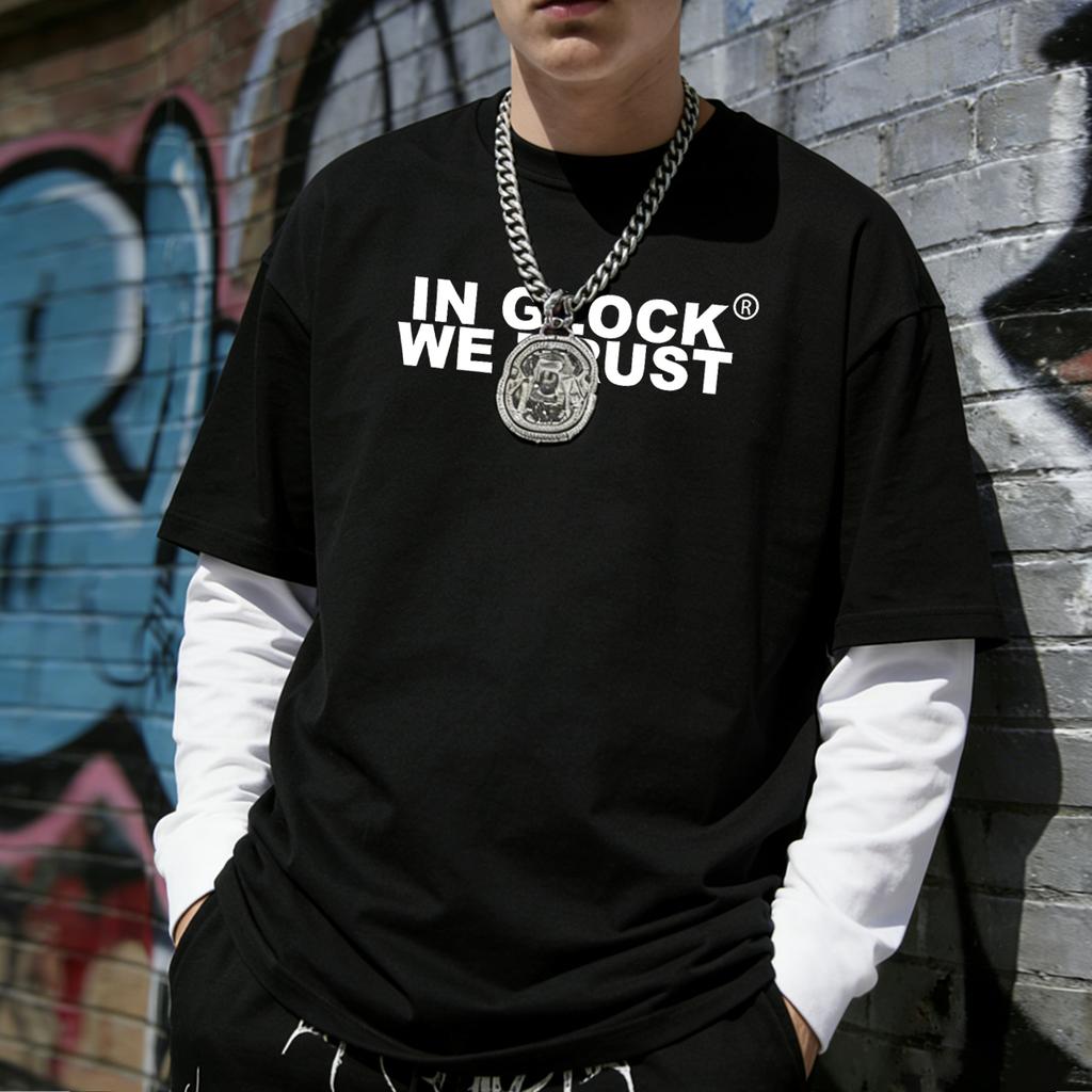 Men's Streetwear Fake Two-piece Double-sided Print T-shirt