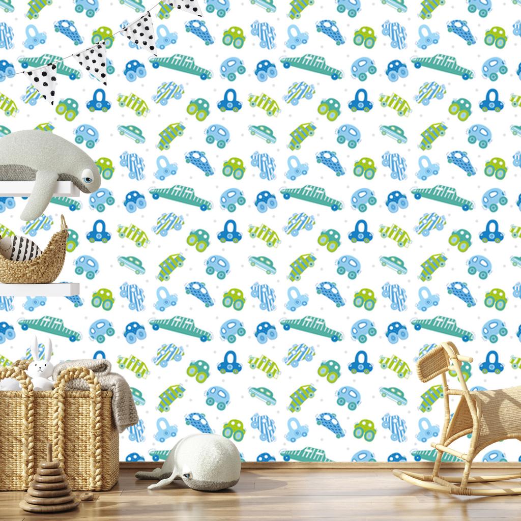 Blue and green cars wallpaper for living room and bedroom 50x1000
