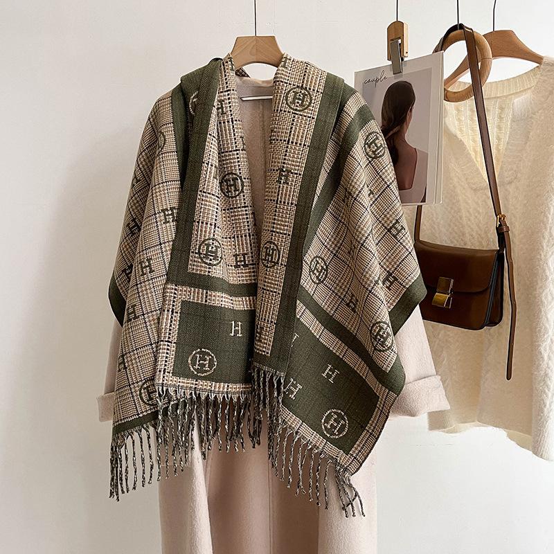 New letter fringed scarf men's and women's high-end scarf fashionable thickened versatile shawl