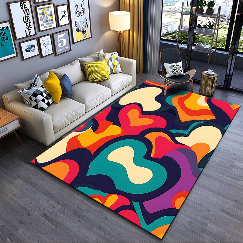 Colorful Abstract Heart Pattern Suitable As a Non-slip Mat for the Living Room or Bedroom Sofa